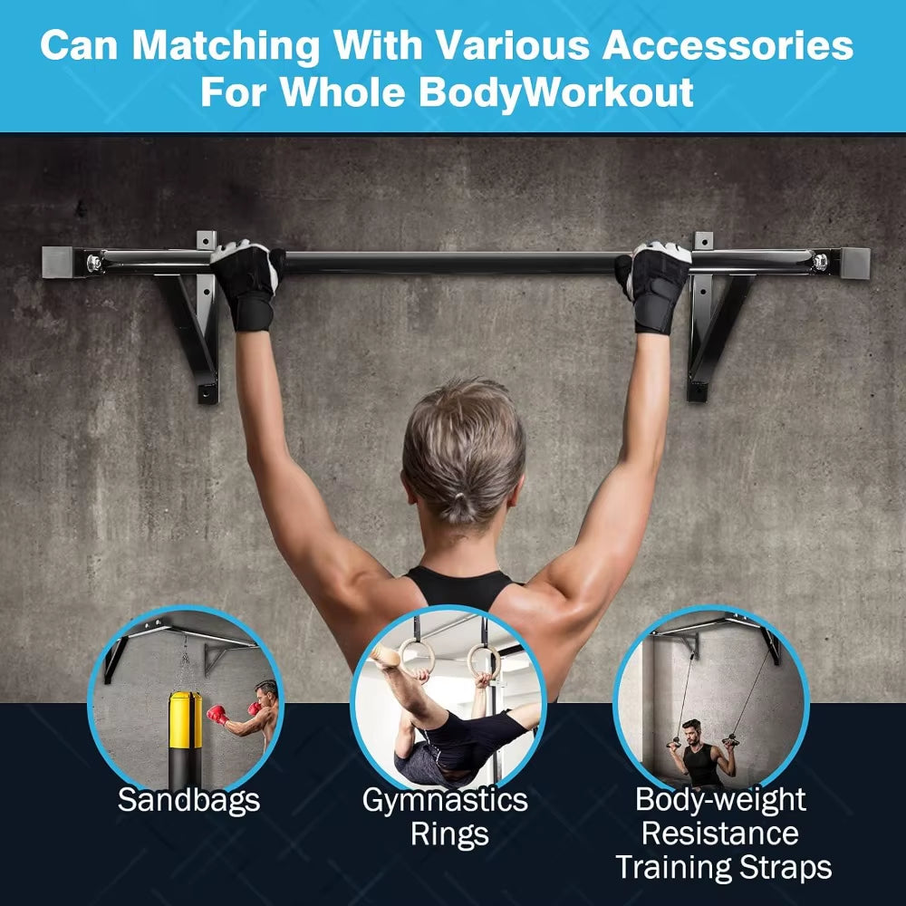 Heavy Duty Wall Mounted Pull up Bar, 500Lbs Capacity Home Gym Equipment for Strength Training & Fitness Exercise