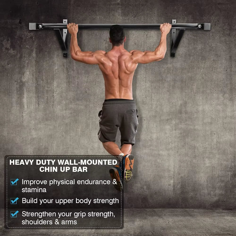 Heavy Duty Wall Mounted Pull up Bar, 500Lbs Capacity Home Gym Equipment for Strength Training & Fitness Exercise
