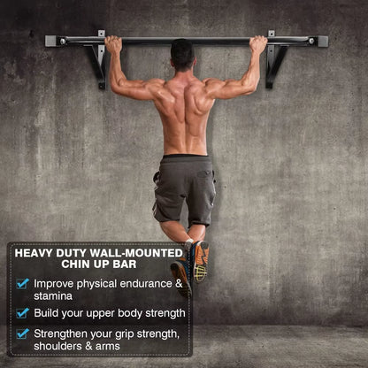 Heavy Duty Wall Mounted Pull up Bar, 500Lbs Capacity Home Gym Equipment for Strength Training & Fitness Exercise