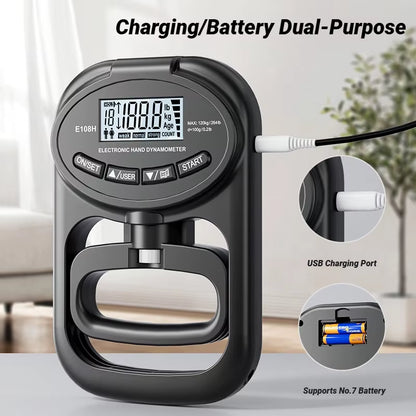 265LBS/120KG LCD Screen Grip Strength Meter for Men and Women Tester Digital Hand Dynamometer Training Rechargeable Dual Purpose