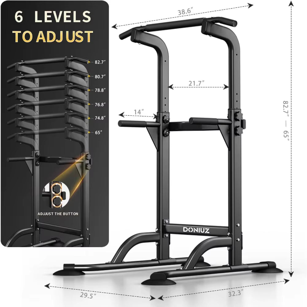 Adjustable Power Tower Pull up Bar Dip Station, Multi-Function Home Gym Equipment for Full Body Strength Training